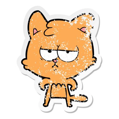 bir sıkılmış karikatür kedi sıkıntılı etiket