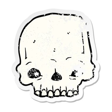 bir çizgi film ürkütücü kafatası sıkıntılı etiket