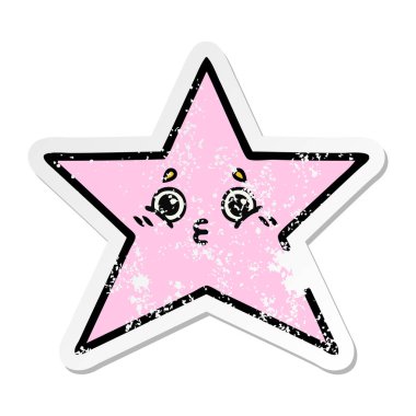 sevimli çizgi yıldız balık sıkıntılı etiket