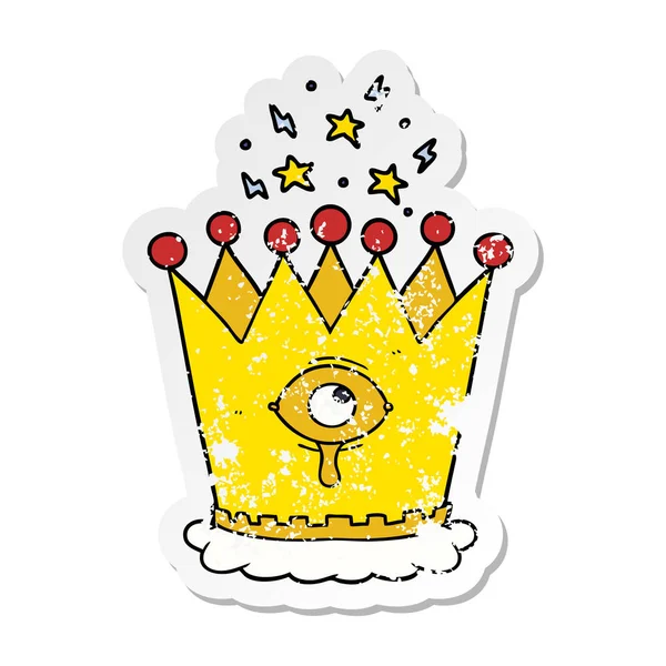 Distressed sticker of a cartoon magic crown — Stock Vector