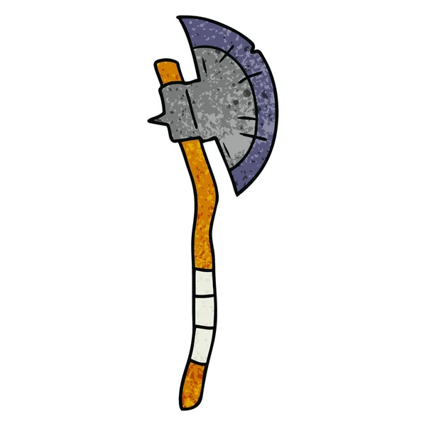 Textured cartoon doodle of a medieval axe — Stock Vector