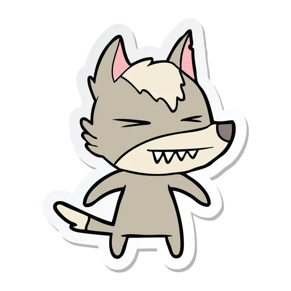 Sticker van de cartoon van een boze wolf — Stockvector