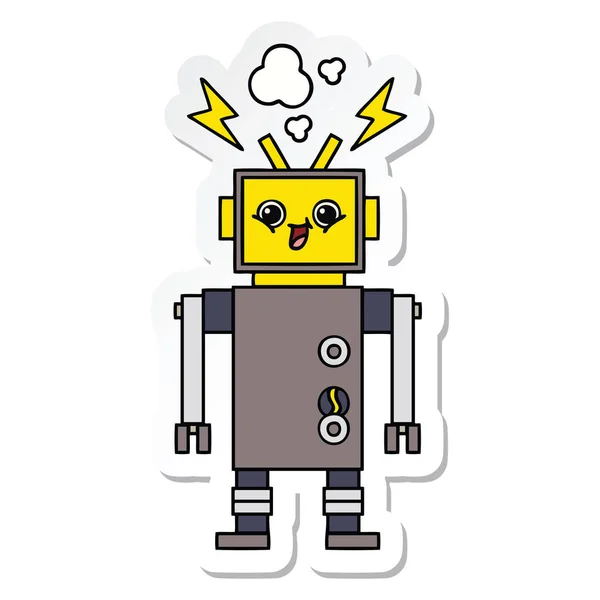 Pegatina de un lindo robot de dibujos animados — Vector de stock