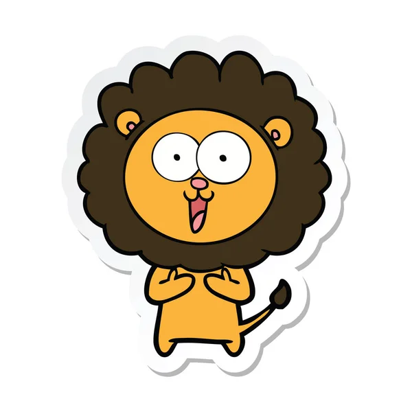 Sticker van een happy cartoon-Leeuw — Stockvector