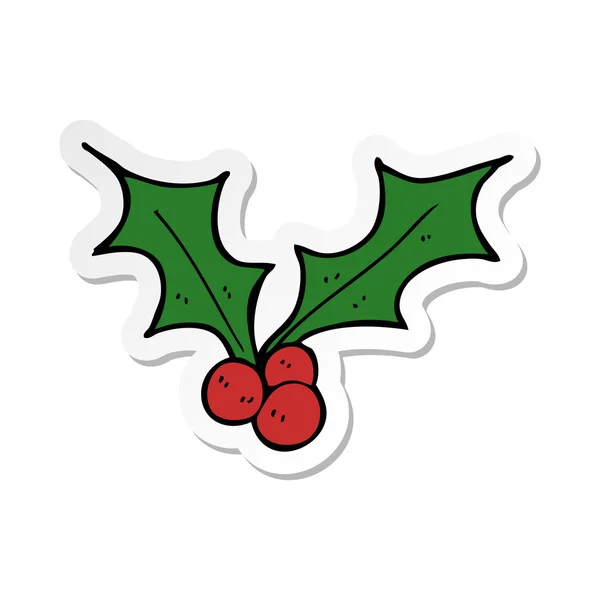 Sticker van een cartoon kerst Hulst — Stockvector