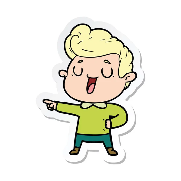 Sticker van een happy cartoon-man — Stockvector
