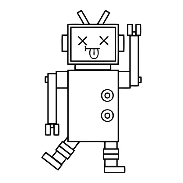 Desenho de linha robô cartoon —  Vetores de Stock