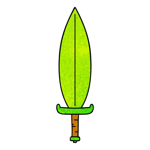 Textured cartoon doodle of a magic leaf knife — Stock Vector