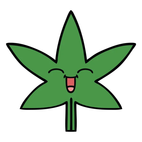 Linda hoja de marihuana de dibujos animados — Vector de stock