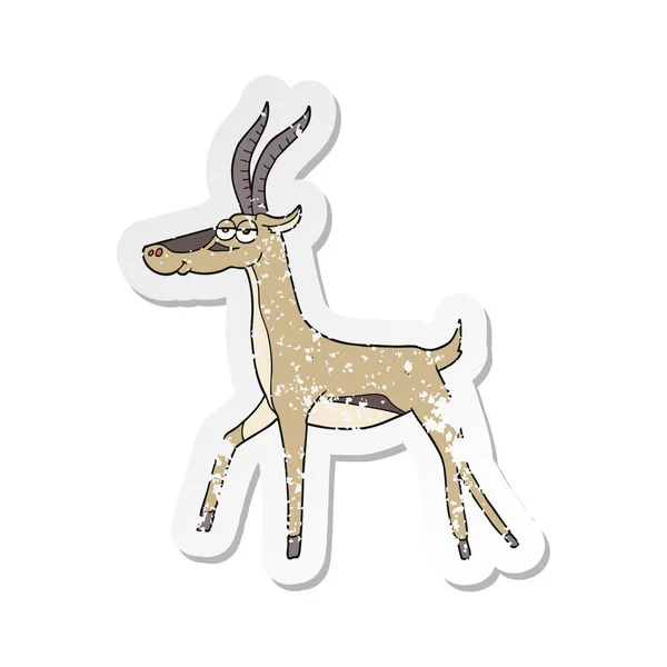 Adesivo retro angustiado de uma gazela de desenho animado —  Vetores de Stock