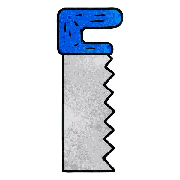 Textured cartoon doodle of a metal saw — Stock Vector