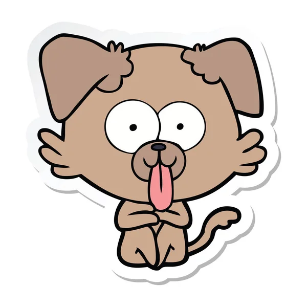 Autocollant d'un chien de dessin animé avec la langue qui sort — Image vectorielle