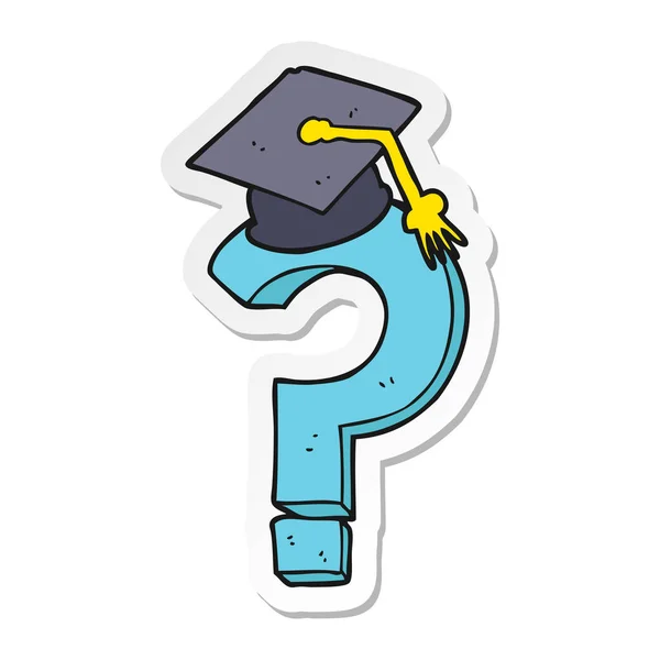 Soru işareti karikatür mezuniyet kapağı bir etiket — Stok Vektör