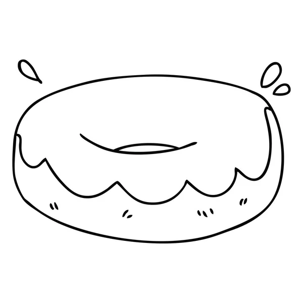 Ligne excentrique dessin dessin animé beignet glacé — Image vectorielle