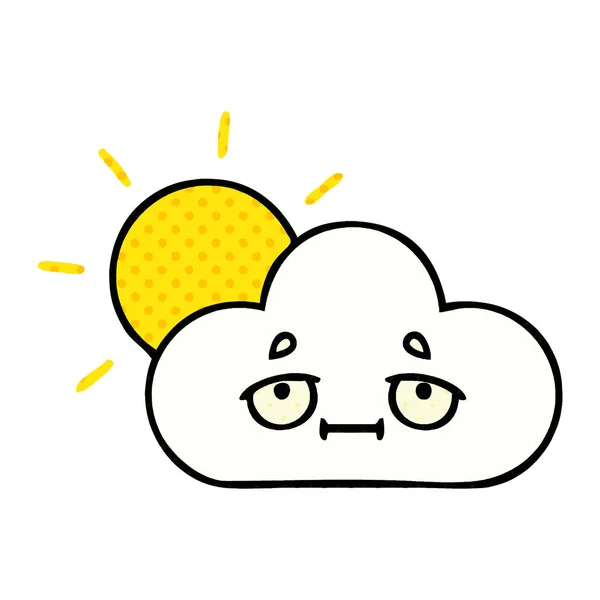 Комікс стиль мультфільм сонце і хмара — стоковий вектор