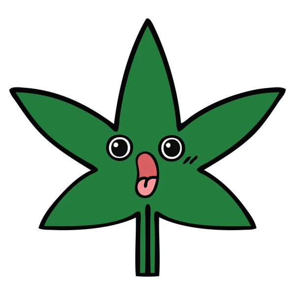 Söta tecknade marijuana blad — Stock vektor