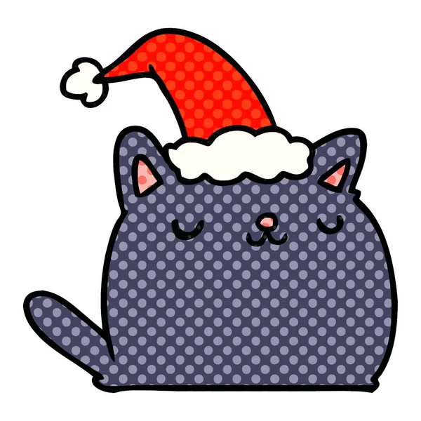 Desenhos animados de Natal de gato kawaii — Vetor de Stock