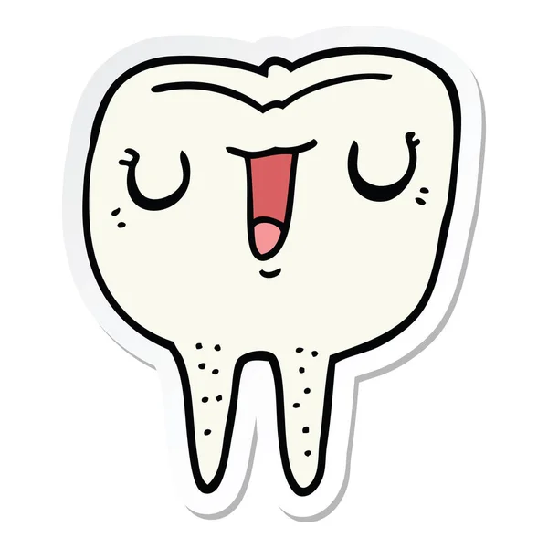 Sticker van een cartoon gelukkig tand — Stockvector