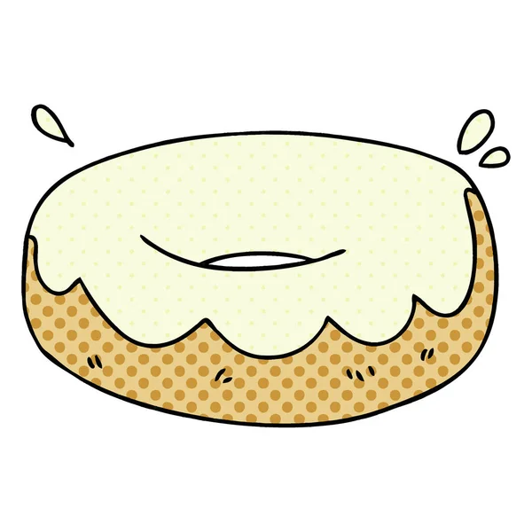Comic Book Stijl Eigenzinnige Cartoon Iced Donut — Stockvector