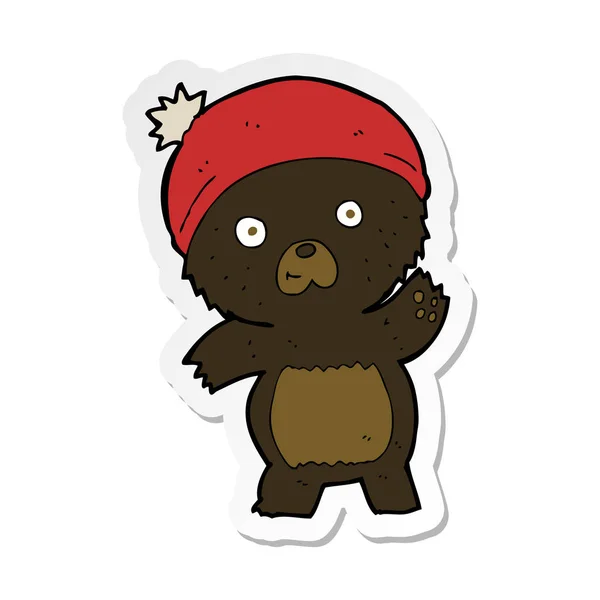 귀여운 만화 흑곰의 스티커 — 스톡 벡터