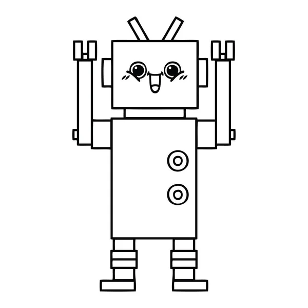 Desenho de linha desenho animado robô feliz —  Vetores de Stock