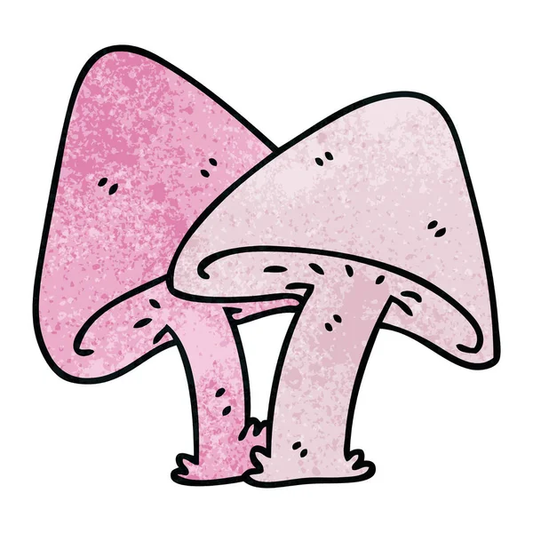 Hand Getekend Eigenzinnige Cartoon Paddestoelen — Stockvector