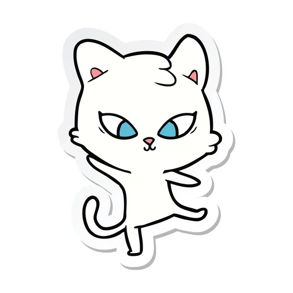 Pegatina Lindo Gato Dibujos Animados — Vector de stock