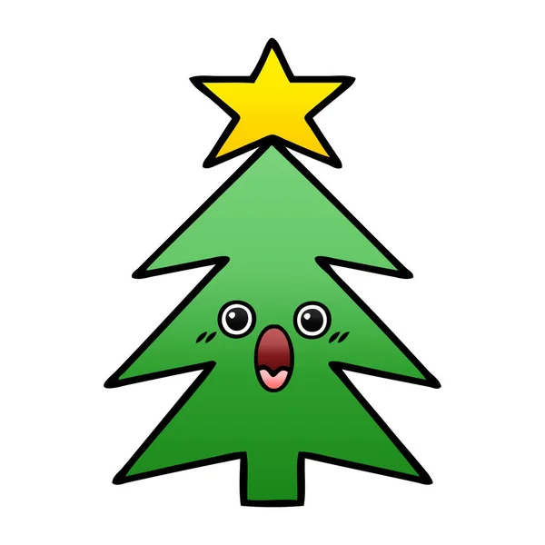 Desenho Animado Sombreado Gradiente Uma Árvore Natal — Vetor de Stock