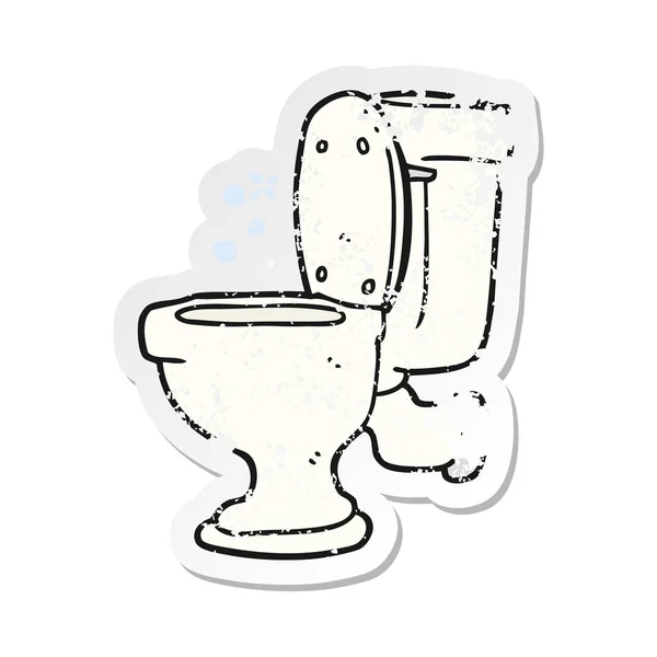 Autocollant Détresse Rétro Une Toilette Dessin Animé — Image vectorielle