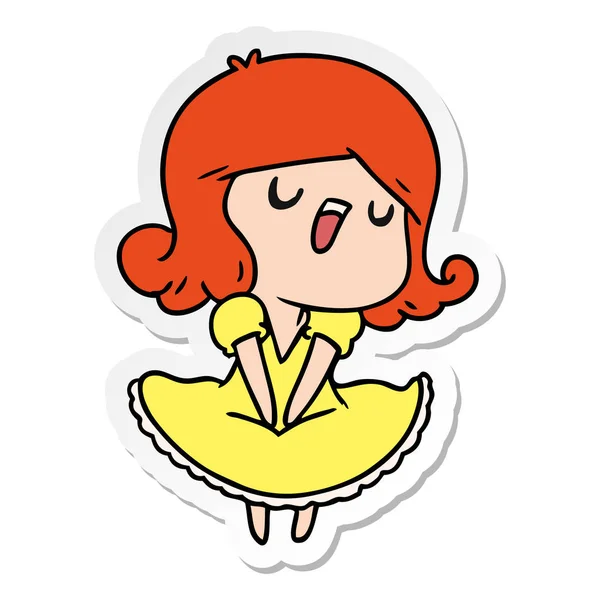 Aufkleber Karikatur eines niedlichen singenden Kawaii-Mädchens — Stockvektor