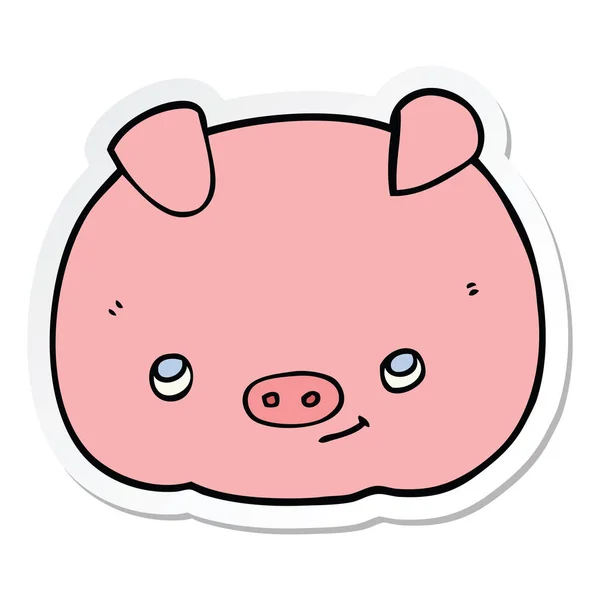 Autocollant d'un cochon heureux dessin animé — Image vectorielle