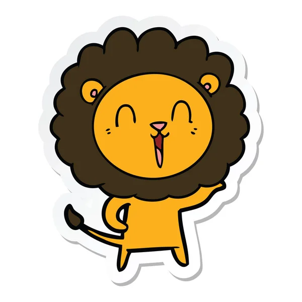 Sticker Laughing Lion Cartoon — Stock Vector