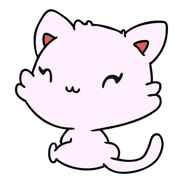 Cartoon Illustration Cute Kawaii Kitten — Stock Vector