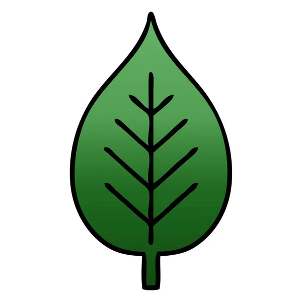 Gradiente Dibujos Animados Sombreados Una Hoja Verde — Vector de stock