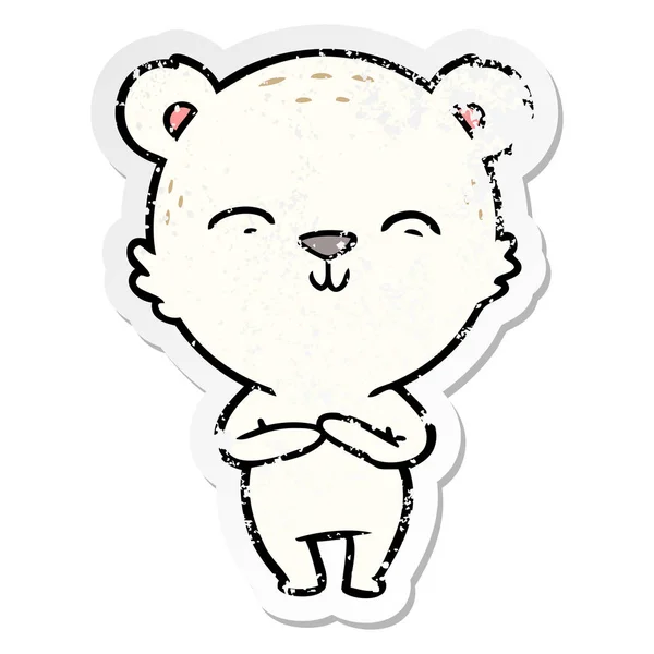 Etiqueta Angustiada Urso Feliz Dos Desenhos Animados —  Vetores de Stock