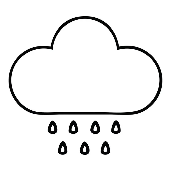 Dessin en ligne dessin animé tempête pluie nuage — Image vectorielle