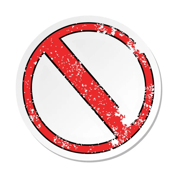 Distressed sticker of a cute cartoon not allowed sign — Stock Vector