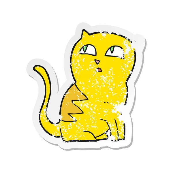 Retro Distressed Sticker Cartoon Cat — Stock Vector