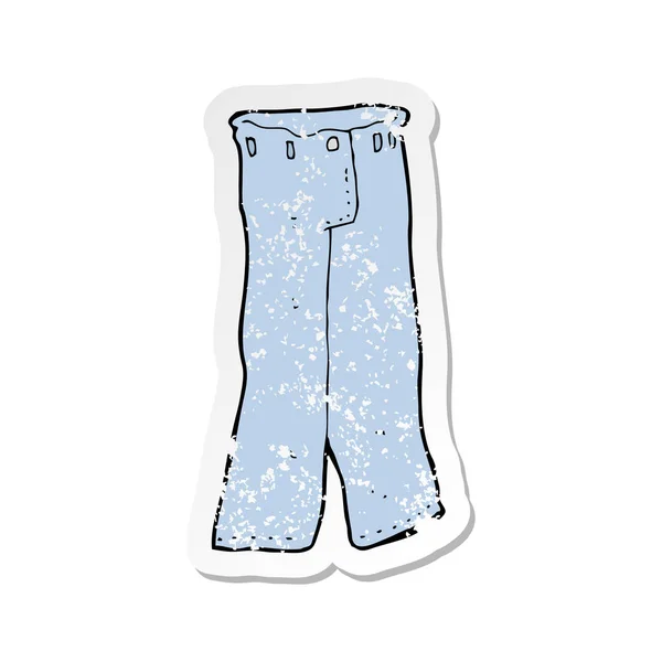 Retro nödställda klistermärke av en tecknad par jeans — Stock vektor
