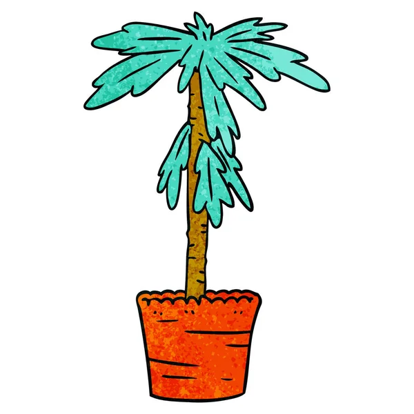 Mão Desenhada Texturizado Desenho Animado Doodle Uma Planta Casa — Vetor de Stock