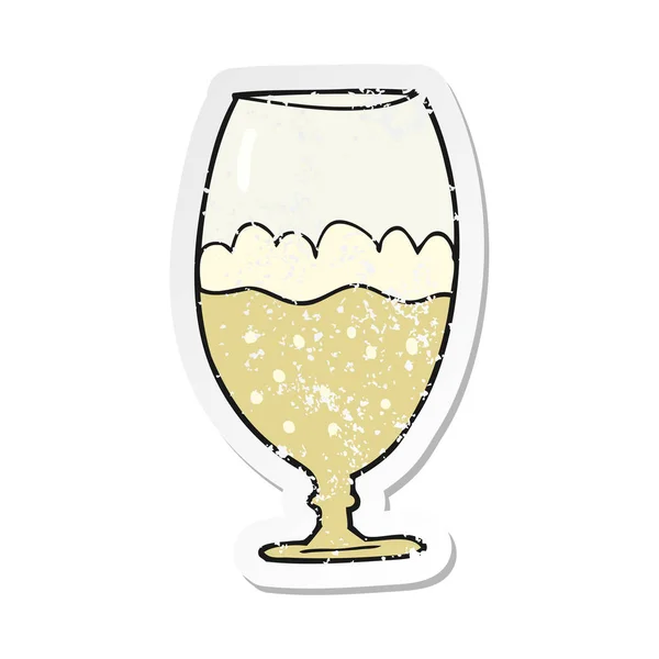 Retro Noodlijdende Sticker Van Een Cartoon Bier Glas — Stockvector