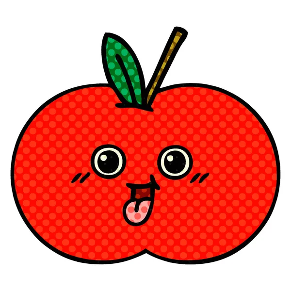 Serietidning stil tecknad rött äpple — Stock vektor