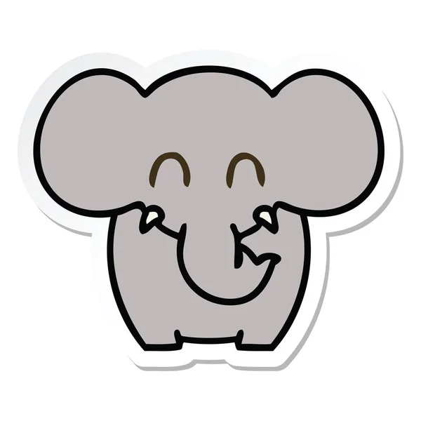 Sticker of a quirky hand drawn cartoon elephant — Stock Vector