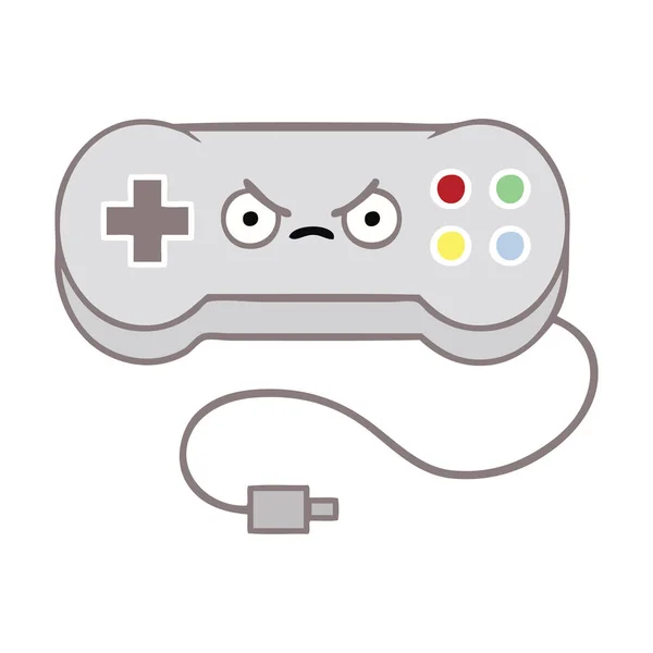 Flat Color Retro Cartoon Game Controller — Stock Vector