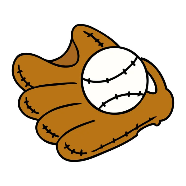 Kézzel Rajzolt Karikatúra Doodle Egy Baseball Kesztyű — Stock Vector