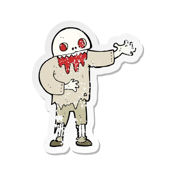 Retro distressed sticker of a cartoon spooky zombie — Stock Vector