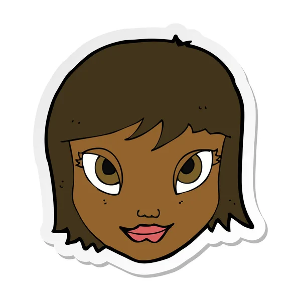 Sticker Cartoon Female Face — Stock Vector