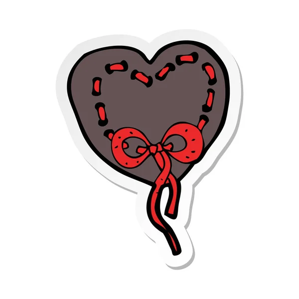Sticker Stitched Heart Cartoon — Stock Vector