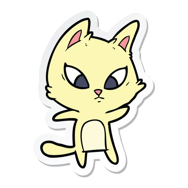 Pegatina de un gato de dibujos animados confundido — Vector de stock