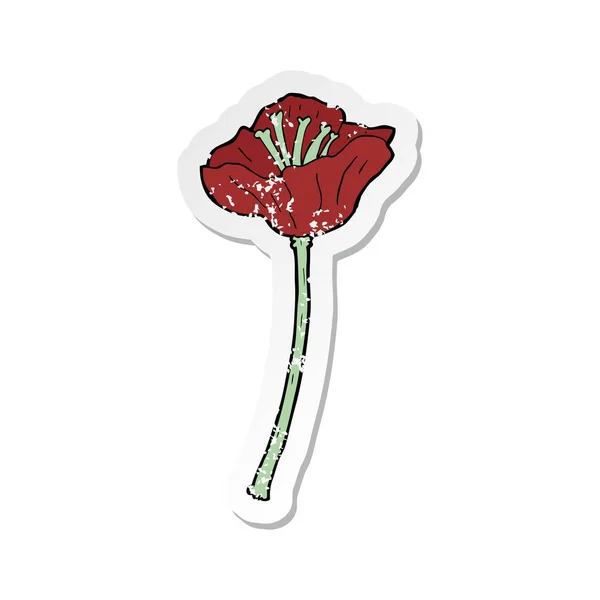 Etiqueta angustiada retro de uma flor dos desenhos animados — Vetor de Stock